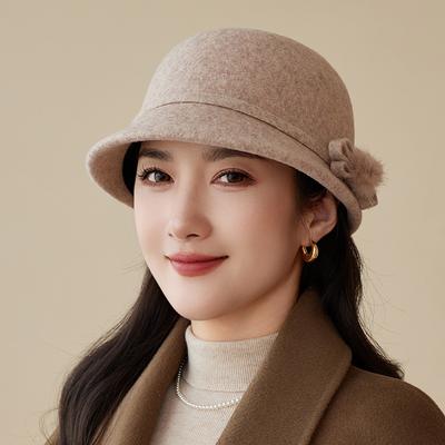 Women's Hat Fleece Warm Wool Basin Hat Casual Elegant Top Hat Autumn and Winter Bucket Hat