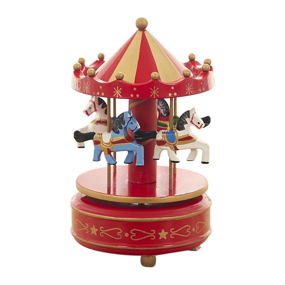 6 Colors Wooden Music Box Toy Child Baby Game Home Decor Carousel Horse Music Box Christmas Wedding Birthday Gift