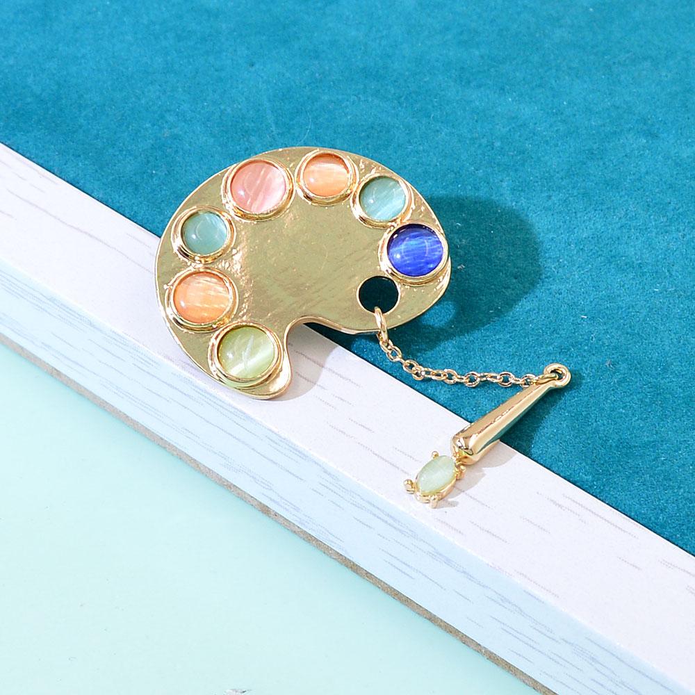 New Color Palette Brooches Metal Pendant Jewelry Fashion Summer Oil Painting Board Shape Pins Gifts For Girls