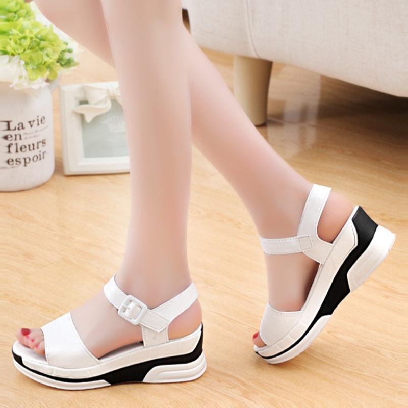 2025 Summer Shoes Woman Platform Sandals Women Open Toe Soft Leather Casual Gladiator Wedges Women Shoes Flats
