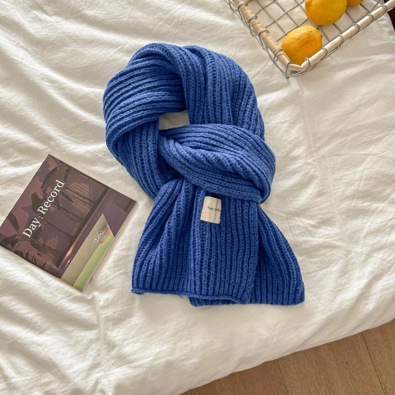 Solid color new scarf women's autumn and winter simple versatile scarf student couple knitted wool warm scarf