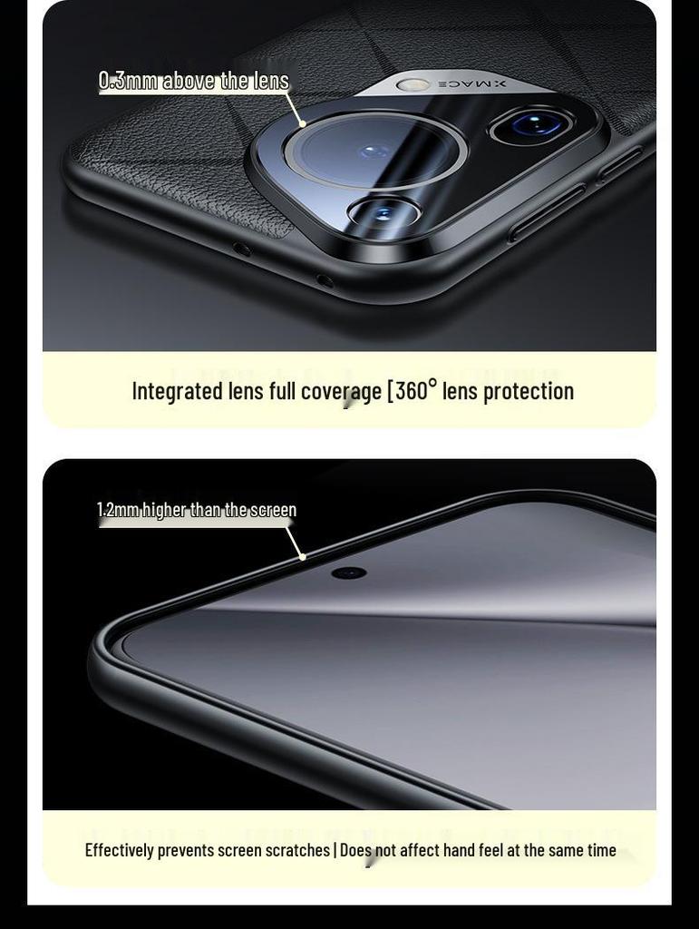 P70U Matte Embossed Leather Phone Case with Edge Protection & Anti-Fingerprint Film