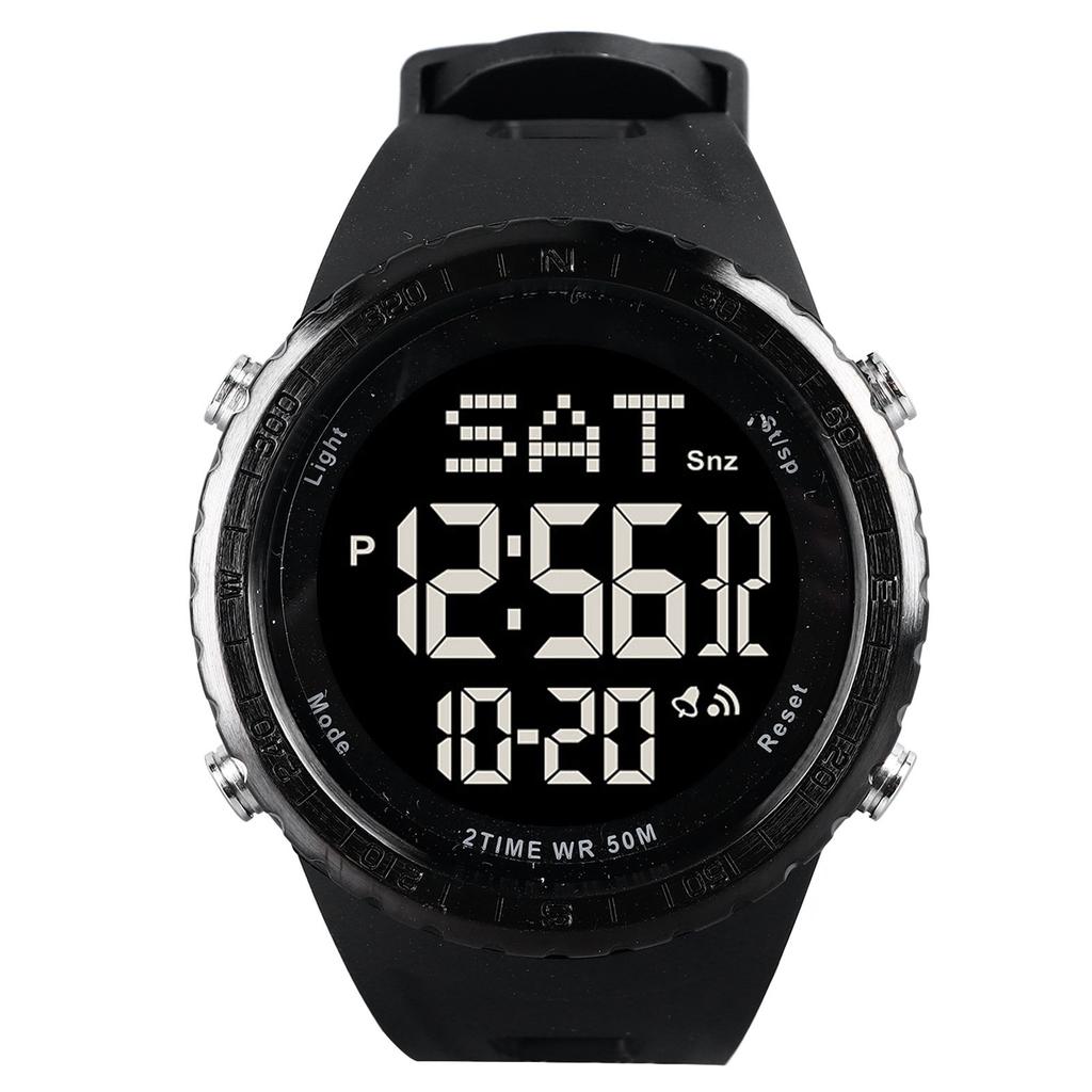 Men Analog Digital Watch Water Resistant LED Display Calendar Alarm Backlight Fashion Men Chronograph Sport Watch Black
