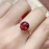Luxury Adjustable Oval Red Tourmaline Gem Ring for Women