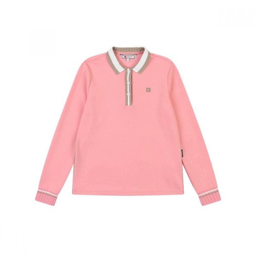 ONOFF Women S KniT Collar PoinT Solid T ShirT Pink Of9053lb