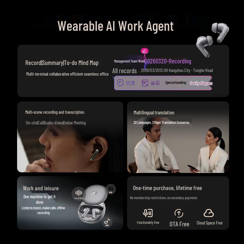 iFLYTEK AI Translation Noise-Cancelling Bluetooth Earphones Pro 3