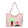 Korean version of padded shoulder bag, cute and sweet summer new large-capacity tote bag, zipper model, embroidered plaid.