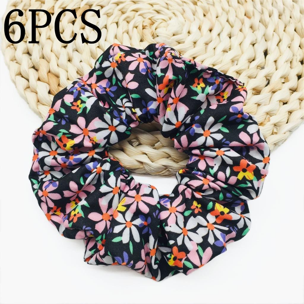 6pcs/lot Hair Scrunchies Bands Scrunchy Ties Ropes Ponytail Holder for Women Accessories Fabric Headwear Ditsy Floral Sweet Cute
