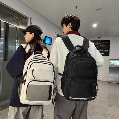 School Bag 2025 New Korean Version Solid Color Couple Backpack Large Capacity Multi-compartment School Bag Casual Simple Versatile Backpack