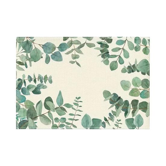 Floral Linen Placemat Tulip Spring Party Placemat Flowers Leaves Placemat Protects Table from