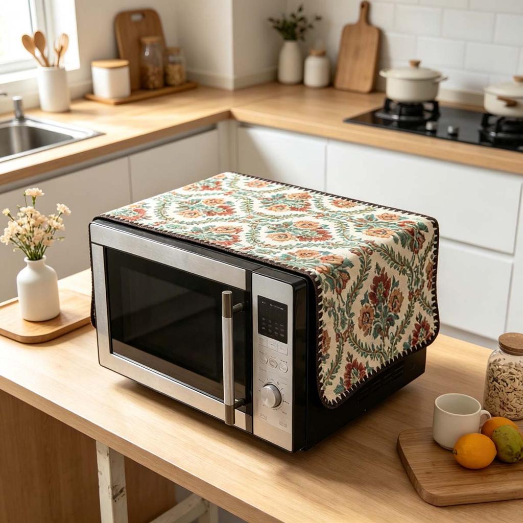 30x90cm Easy to Install Cotton Linen Microwave Dust Cover Anti Dust Cover