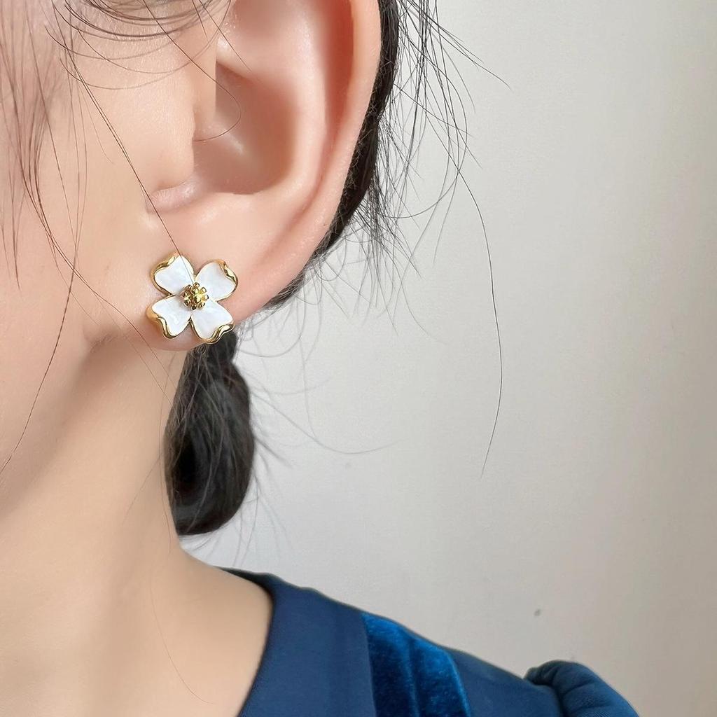 Tea Flower Mosquito Coil Holder Earrings, No-Pierce, Painless French Style for Women
