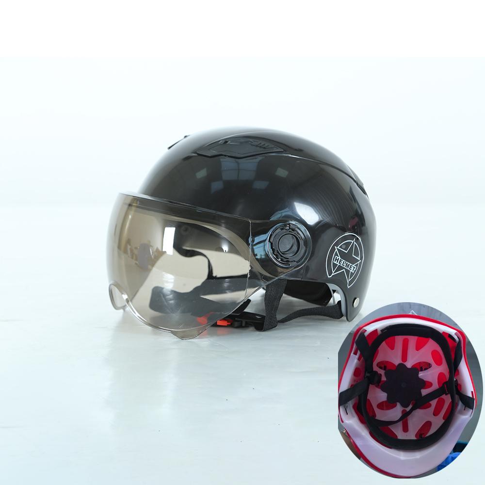 Men Motorcycle Helmet,Woman Electric Motor Car Scooter Bike Open Face Half Helmet,Anti-UV Safety Hat Bicycle Cap with Goggles