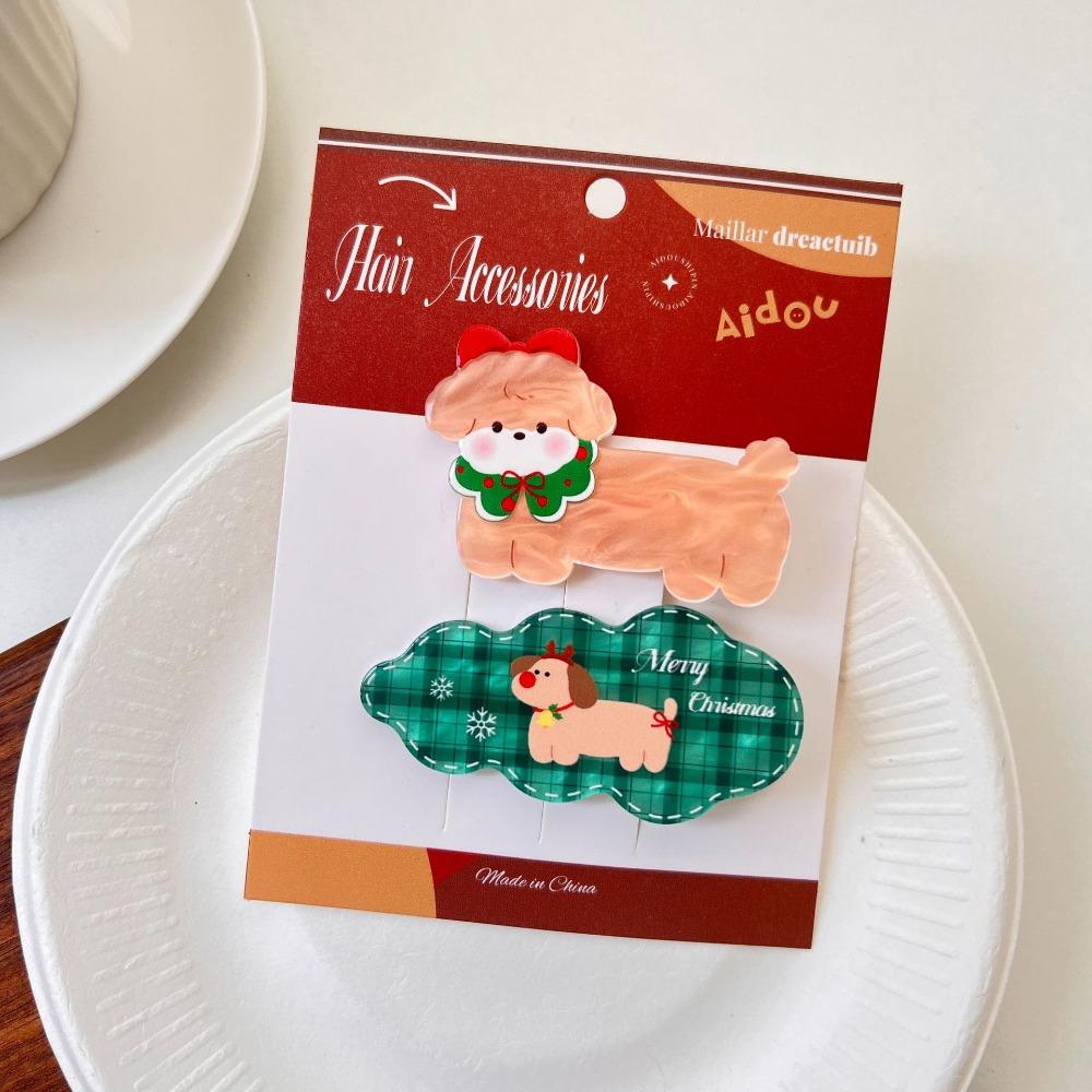 

Kitty Puppy Side Clip Cartoon Christmas Hair Clip Gift Acrylic Cat Hair Clip Party Style D