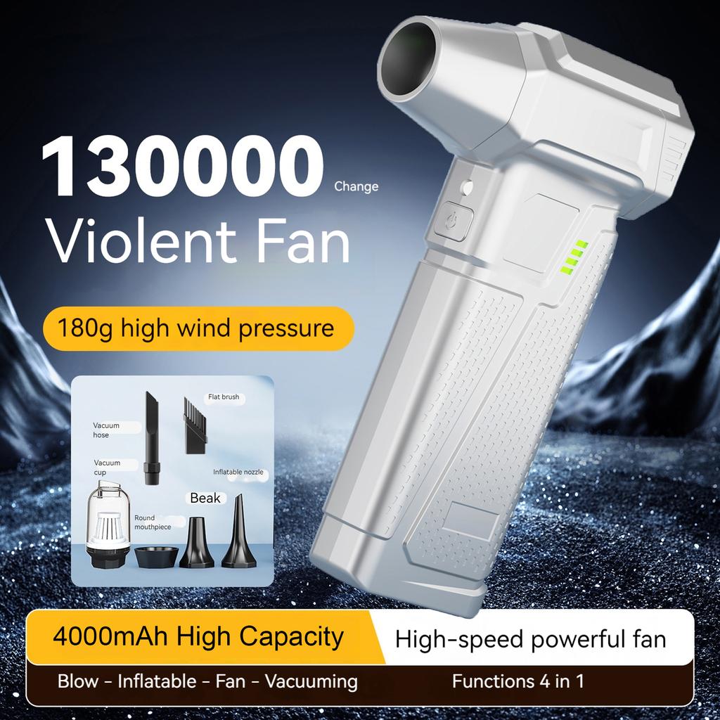 Compressed Air Duster with LED Display Portable Dust Blower Electric Dryer Rechargeable 4000mAh for Air Bed Snow Removal Outdoor