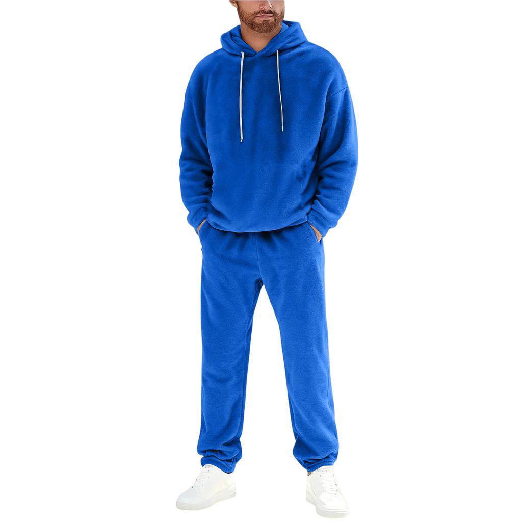 Men  Sports  Leisure  Keep  Warm  Hooded  Hood  Hoodie  Trousers  Set