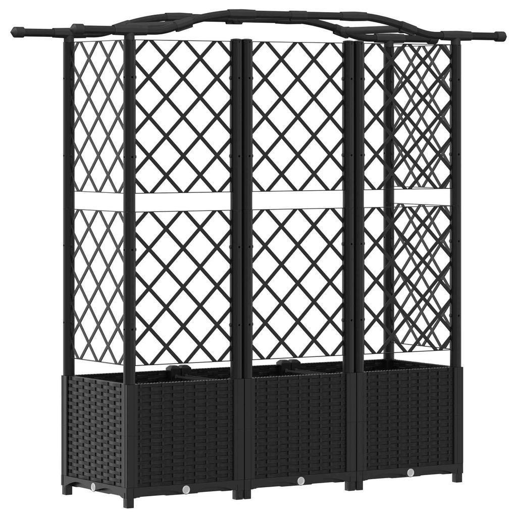 Elevated Planter with Trellis and Hanging Roof Black 163 x 40 x 141 cm PP