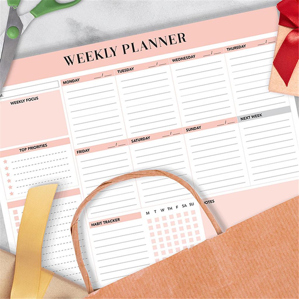Coil-binding Planner Notepads Weekly Planner Notebook Academic Planner 104 Page Undated for Weekly Planning Scheduling