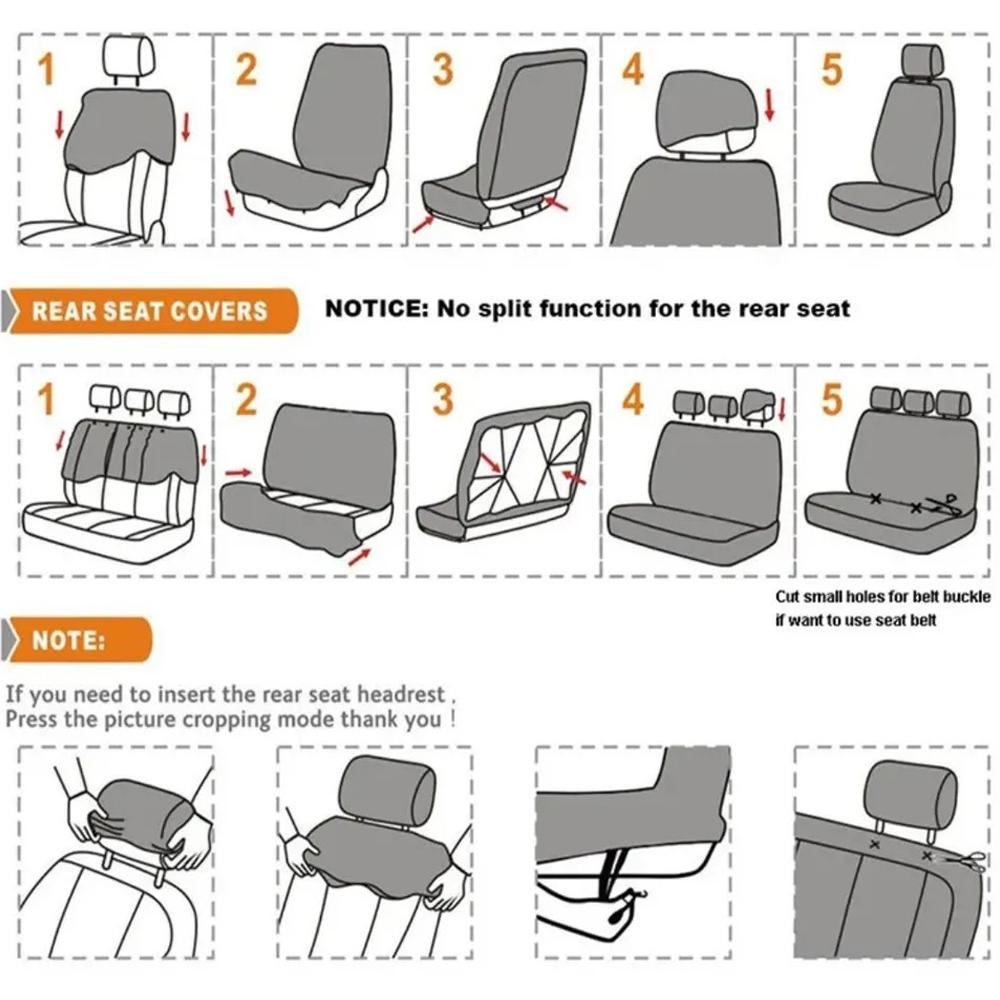 Car Seat Covers Full Set Front Split Rear Bench For Car Universal Cloth SUV Sedan Van Automotive Interior Seat Protector Covers