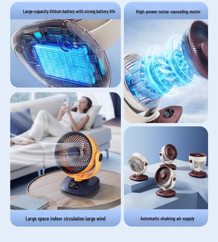 Smart Digital Timer Air Circulation Fan with Head-Shaking and Large Wind Power for Home, Office, Bedroom