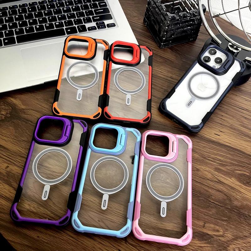Shockproof Armor Transparent Magnetic Phone Case For iPhone 16 15 14 13 12 Pro Max Plus 11 For Magsafe Adsorption Cover