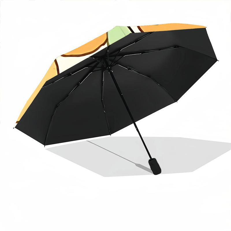 1pc Cute Orange Fruit Print Umbrella - Automatic Opening/Closing, Portable 3-Fold Design, 8-Bone Iron Frame, Outdoor, Festive Gift for Fans, Travelers