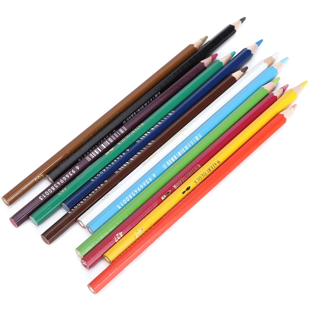 12Pcs Colored Pencil Multicolor Water Soluble Iron Bucket Packed Children S Painting Tools
