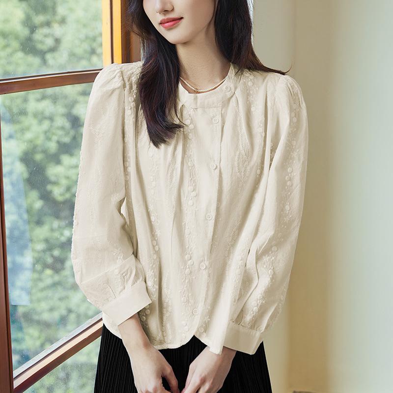 

Вышитая футболка с круглым вырезом Весна Новинка Свободный топ XXL абрикосовый