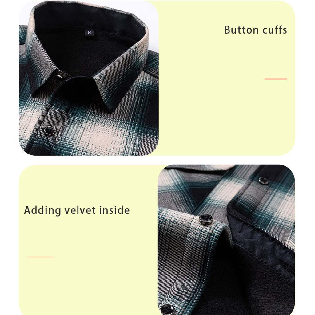 Men's Casual And Trendy Checked Button Cardigan, Men's Lapel Long-sleeved Inner Fleece Warm Coat