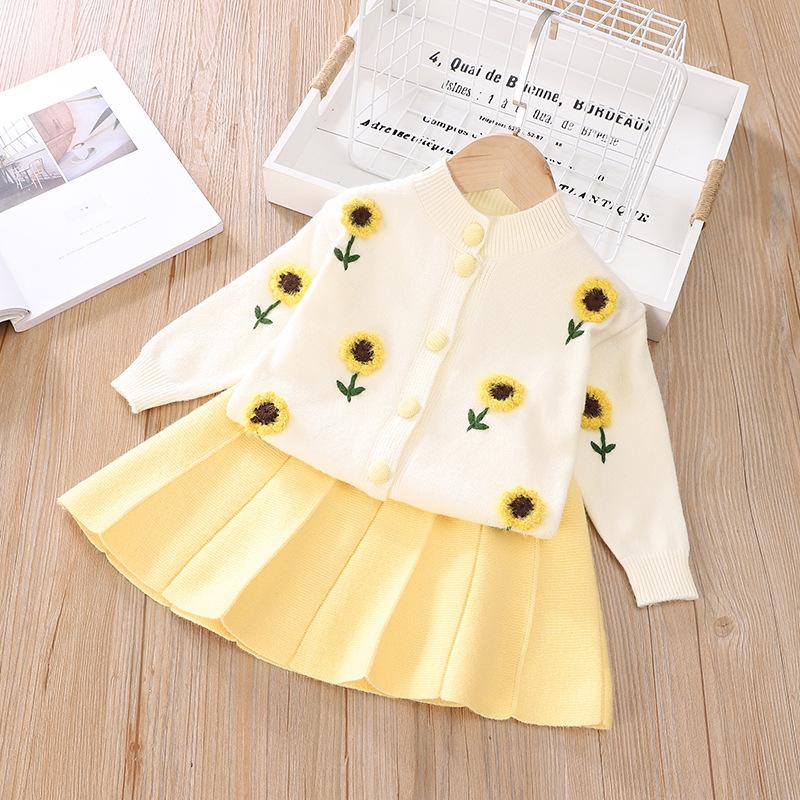 Cotton Girls Clothing Sets Winter Children Clothes Knited Sweater Tops and Skirt Suit Spring and Autumn Kids Outfits for Girls Costume