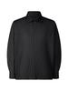 Men's Loose Fit Miyake-Style Pleated Polo Shirt - Solid Color, Long Sleeve, Classic Japanese Design