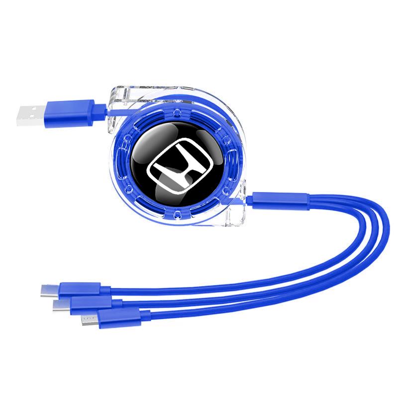 AAADJ1 3 In 1 Micro USB Type C Charging Cable Multi Charger For Honda Civic Accord Crosstour Spirior Odyssey Avancier UR-V Sienna CR-Z