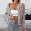 Women's Fashion Casual Round Neck Button Knitted Cardigan Retro Long Sleeve Sweater Coat