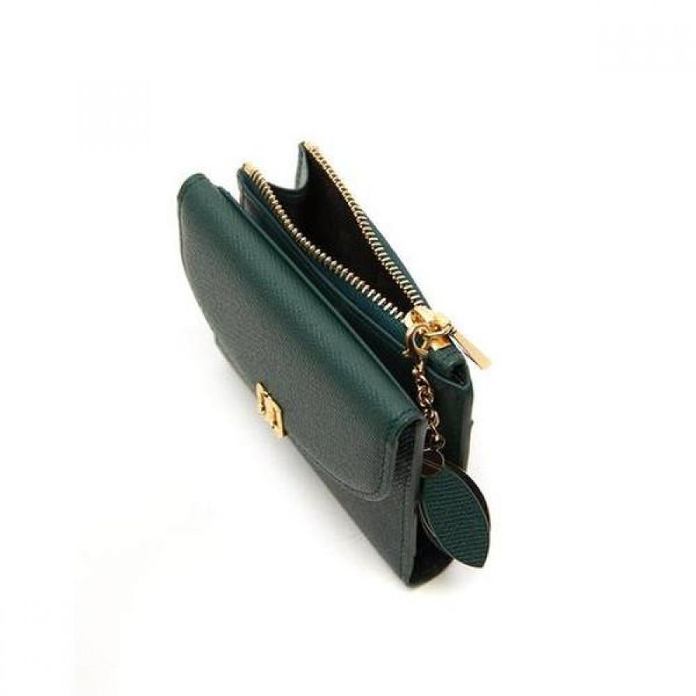 Daks Green Leather Check Flower Design Wallet Dcwa4e307e2