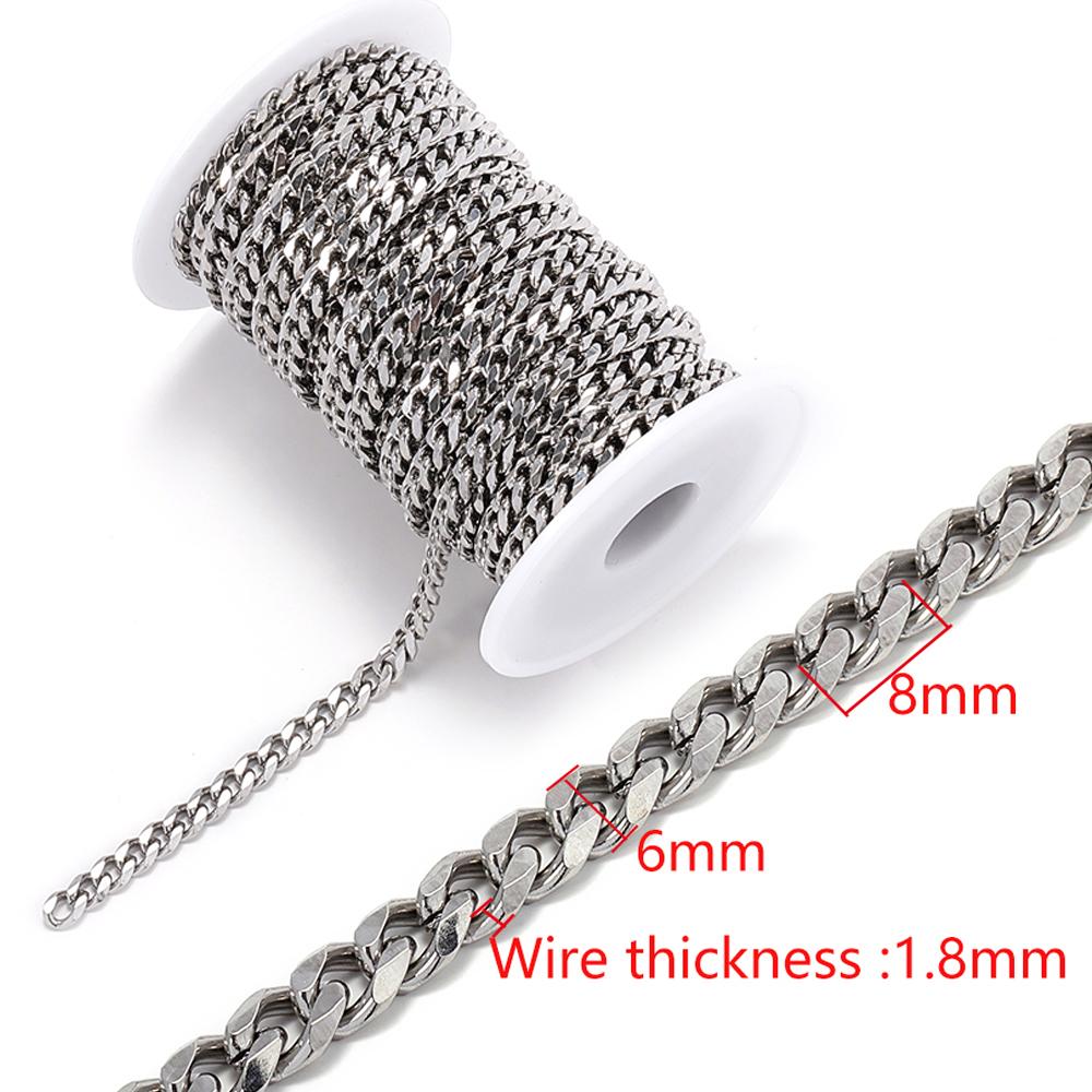 20Meters/Roll 1M No Fade Stainless Steel Chain Multi Sizes Basic Chains for Jewelry Making DIY Bracelet Necklace Chain Wholesale