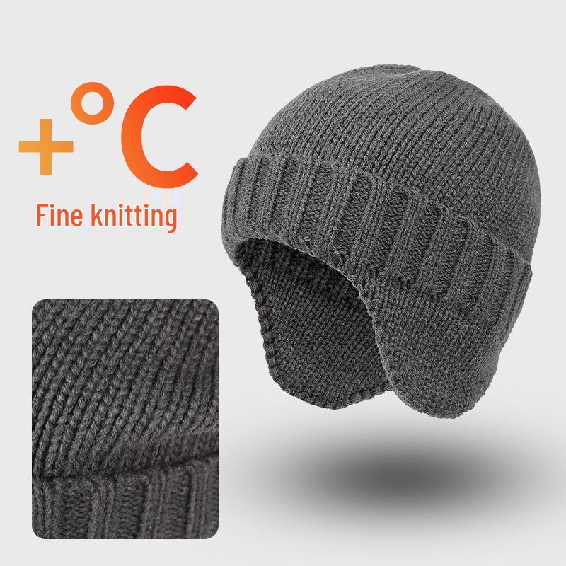 Warm Wool Beanie with Fleece Lining - Thick, Cold-Proof, Short Brim, Ear Protection Winter Hat for Cycling