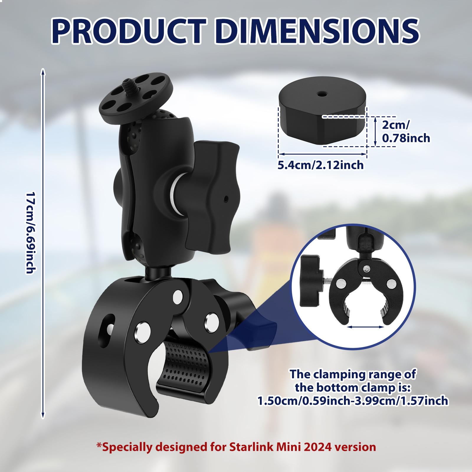 

RV Pole Clamp Mount for Starlink Mini 2025 Pole Mount Mini Starlink Tripod Adapter Adjustable Clamp Bracket for Star Link Mini 1.5cm-3.99cm