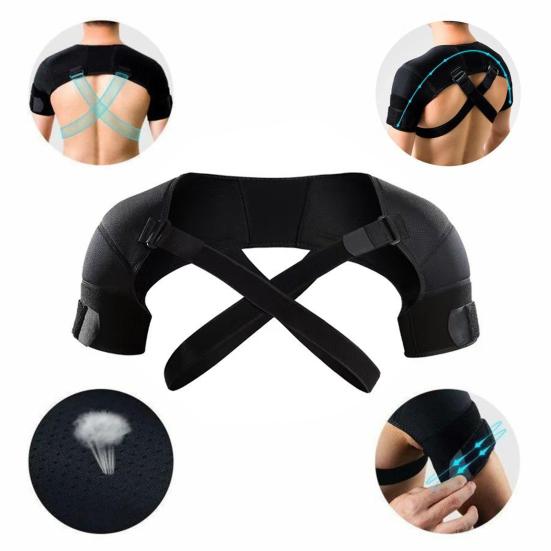 Sports Double Shoulder Brace Adjustable Breathable Chronic Tendinitis Pain Relief Men Women Shoulder Compression Strap Sports Protective Gear