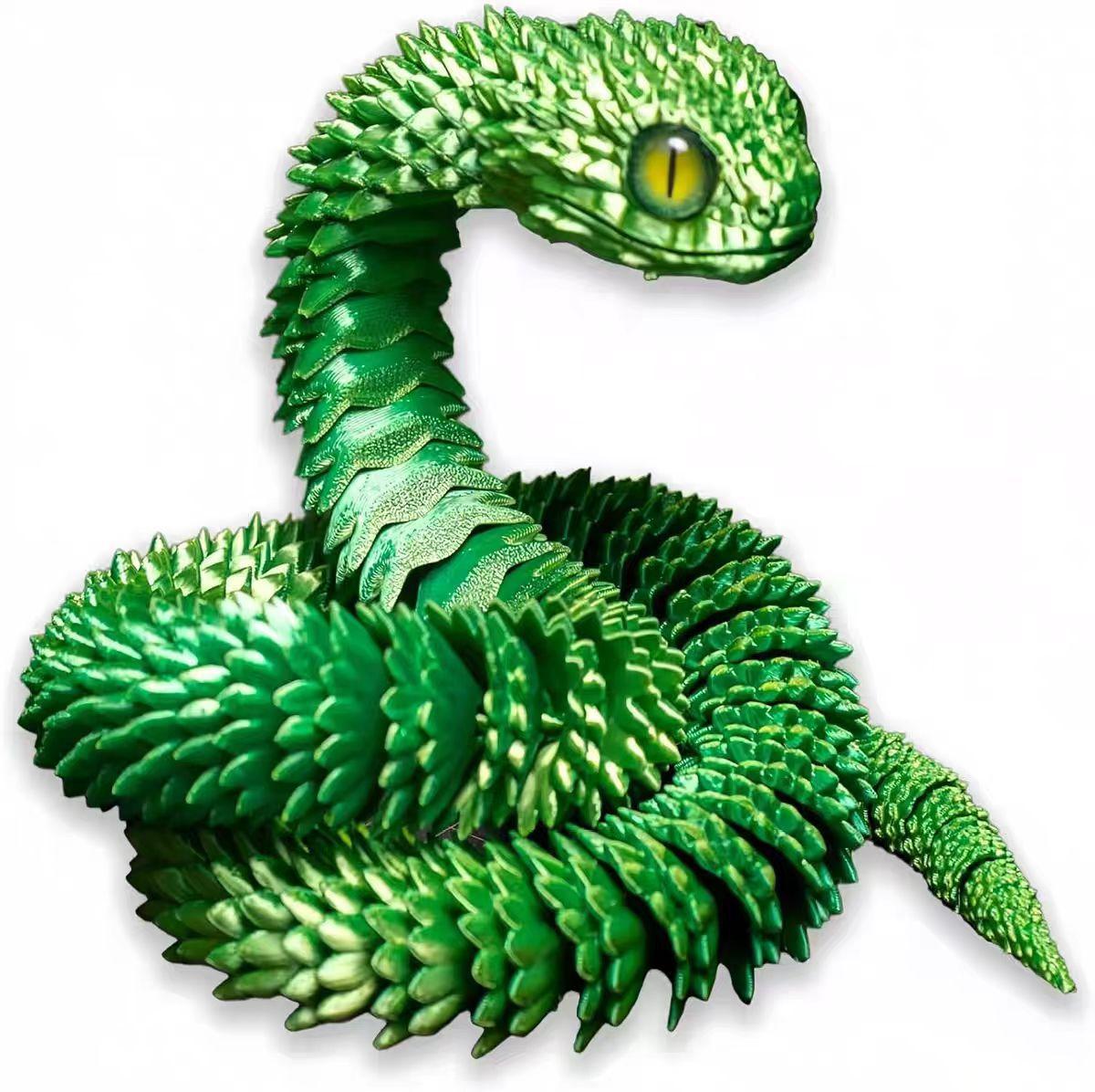 

3D-печатная фигурка змеи с подвижными суставами, фигурка змеи, шарнирная модель животного, игрушка для домашнего офиса, книжной полки, украшения рабочего стола, орнамент 30cm зелёный