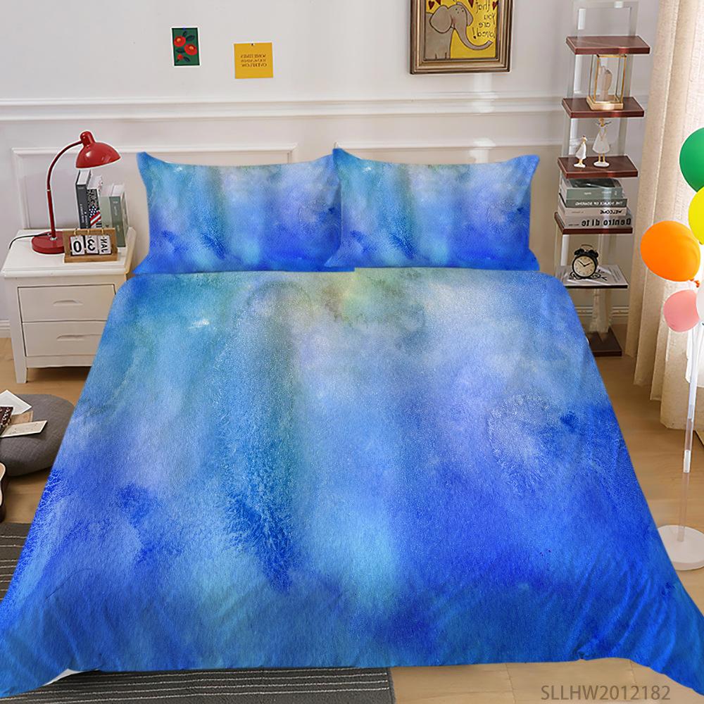 Watercolor Splashing Ink 3D Digital Printing Quilt Cover Pillowcase Two Or Three-Piece Set Polyester