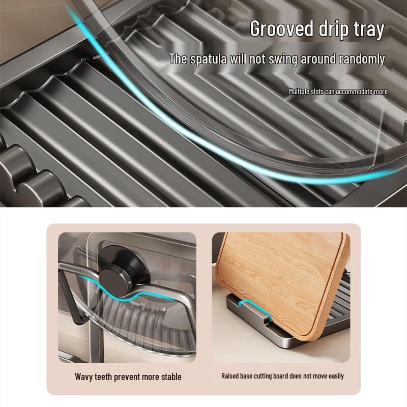 MUYA Kitchen Countertop Pot Lid Rack