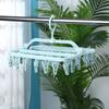 32 Clips Folding Clothes Hanger Socks Drying Rack Portable Rack Clothespin Windproof Sock Dryer for Hanging Underwear Lingerie