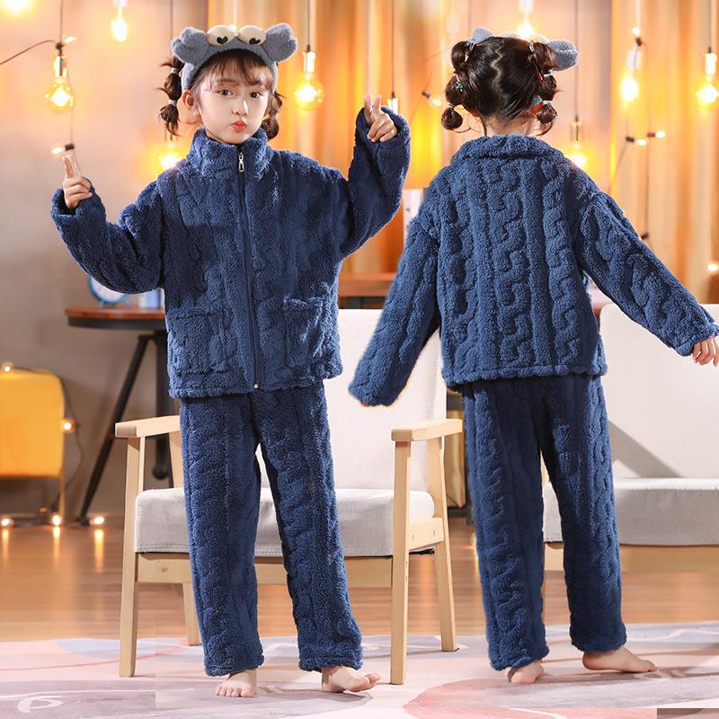 Chlapecká pyžama, podzimní a zimní, dětský flanel, pro dívky, korálové rouno, zateplené, pro malé chlapce, domácí soupravy pro velké děti