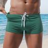 Calções de banho masculinos de verão, cintura baixa, cor sólida, praia, calções de banho justos com gravata na cintura, fato de banho desportivo, calções de surf