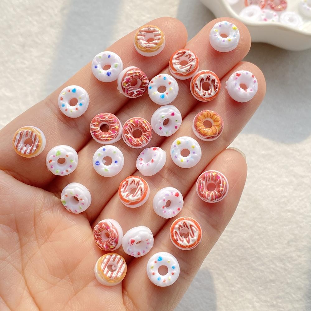 50Pcs Mixed Colorful Chocolate Donuts Nail Art Flat back Rhinestone Bead Scrapbook DIY Manicures Appliques Accessories Crafts
