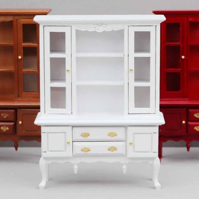 Doll House Enthusiast Miniature Cabinet 1/12 Doll House Furniture Bookcase with Openable Drawers Doll House Accessories