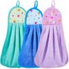 3Pcs Microfiber Hanging Hand Towels with Loop Quick Dry Small Towel Set Absorbent Coral Fleece Soft Thick Dish Cloth Reusable Cleaning Rags for