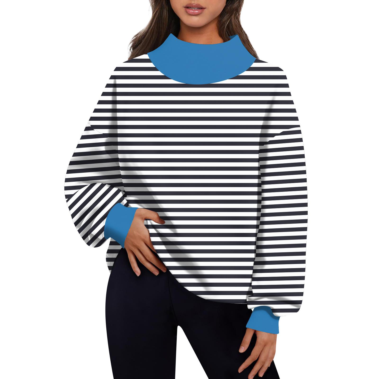 Женская мода сплошной цвет с длинным рукавом свободный разрез половина водолазка — фото 3