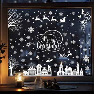 Decorative Sticker Display Window Glass Door Picture Snowflake Christmas Static Cling Sticker Window Flowers Sticker