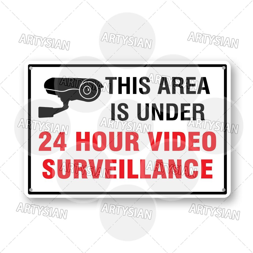 CCTV Surveillance Metal Sign Shop Security Plaque Camera Monitoring Shoplifting Warning Crime Deterren Safety Alert 24-Hour